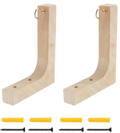Enwye 2 Small Garden Hanging Basket Wooden Shelf Brackets, Suitable for Bird Feeders, Lanterns, Light Strings, Wind Chimes, Etc.