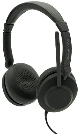 Axtel One UC Stereo Wired Headset – USB-A & USB-C – ENC Noise Cancelling Mic – Inline Controls – 40mm Speakers – Plug & Play - MS Teams, Zoom - Made in The EU