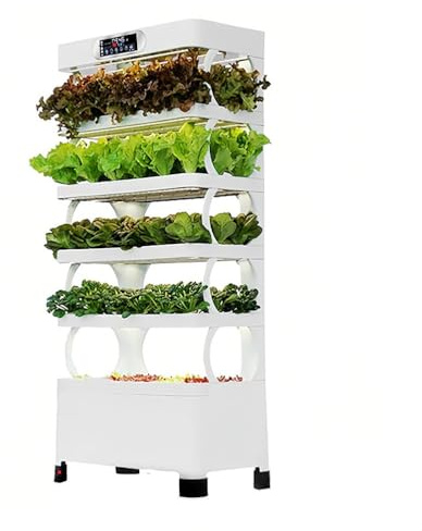 MIDUOLAI White,Hydroponics Tower, 5 Floors Garden Hydroponic Growing System, with LED Grow Light, Vegetables Grow Kit, for Herbs Fruits and Vegetable