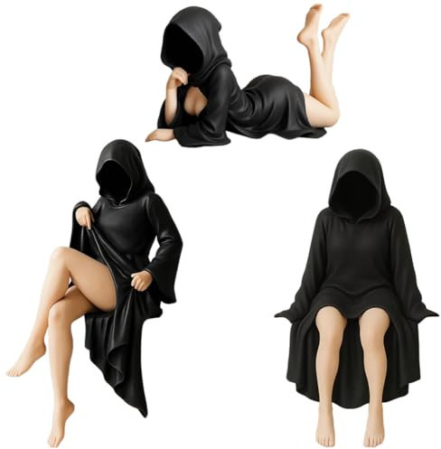 Pinloo 3PCS Anime Mysterious Statue Black Robe Mädchen Figur - 10cm Original Painting Figur Mysterious Statue PVC Modell Geschenke für Fans