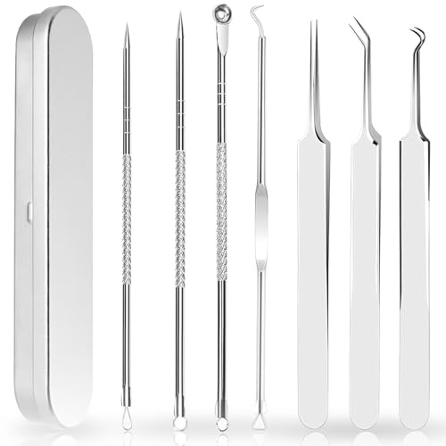 8 PCS Blackhead Remover Tool Set, Pimple Popping Kit Gift Iron Box Durable Comedone Extractor, Blackhead Tweezers Suitable for Blackheads, Forehead, and Face