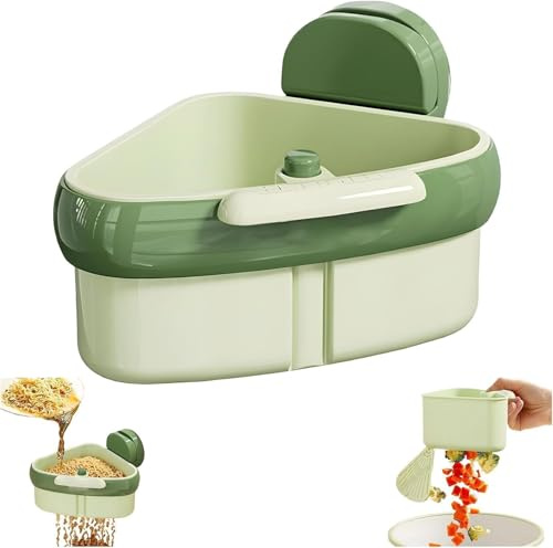Sink Strainer Basket,2025 New Upgraded Suction Cup Press Sink Drainer Basket,Automatic Dumping Sink Strainer Basket,Faucet Sponge Storage Rack,Corner Sink Trash Catcher for Food Waste (Green)