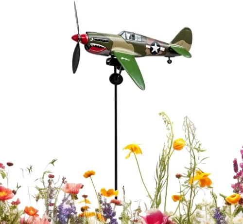 2D FlatFlugzeug Wetterfahne, Metall Windmühle Garten Windrad, Outdoor Windspinner Gartenskulptur, Eisen Edelstahl Garten Dekoration Für Außenbereich Dekoration
