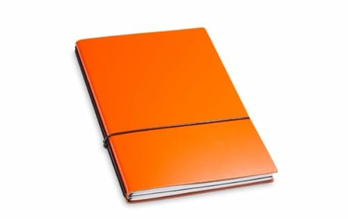 X17 Notizbuch A5, orange; aus recyceltem Leder. Austauschbare Notizhefte (blanko,kariert) mit Doppeltasche Made in Germany