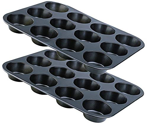Space Home - 2x Molde de Horno para Magdalenas - Molde de Horno - Molde para Magdalenas y Cupcakes - Bandeja para Muffins - 12 Cavidades - Acero al Carbono - Set de 2