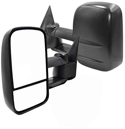 AERDM New Pair Towing Mirrors Manual Operated Textured Black Telescoping Trailer Side Mirrors Fit Chevy/GMC/Cadillac Silverado Sierra Avalanche Suburban Tahoe Yukon XL Escalade EXT ESV