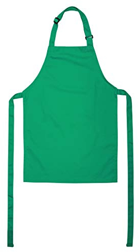 ONEOMI Kids Apron, Small, 100% Cotton With An Adjustable Strap to fit All Ages, Ideal for Cooking, Baking, Painting, Decorating, Party, Chef, Art and Classroom Children Apron (1, Green)