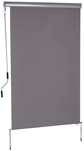 Outsunny Marquise Verticale Marquise de Balcon Marquise Verticale Coupe-Vent Store latéral Protection visuelle avec manivelle Tissu Polyester+Aluminium Gris 200 x 120 cm