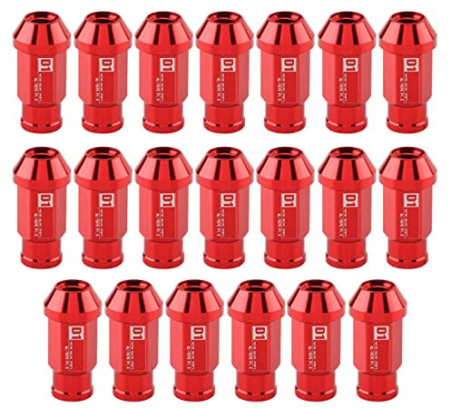 Tornillo de 20 piezas, tornillo de neumático de coche, tuerca de aluminio M12X1.5 para rueda de carreras(rojo)