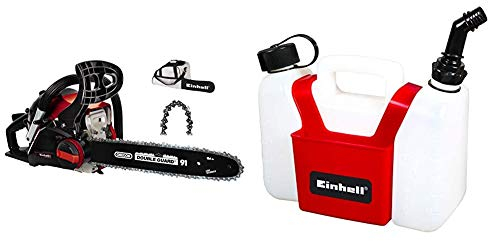 Einhell Benzin-Kettensäge GC-PC 1435 I TC Kit (OREGON-Qualitätsschwert und –kette, werkzeuglose Kettenspannung und Kettenwechsel, Auto-Choke und Primer, inkl. Schwertschutz, Kombi-Kanister)