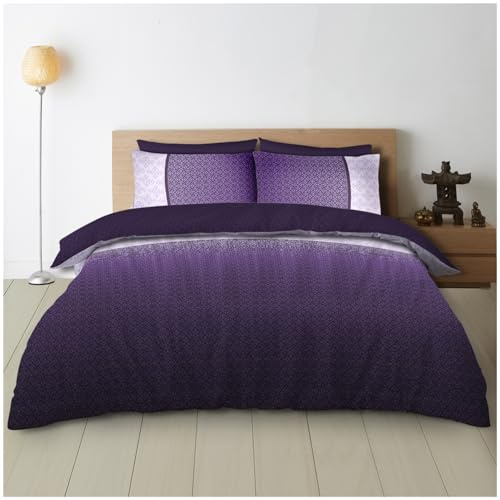GC GAVENO CAVAILIA Geometric Bedding Sets King Size with Pillow Cases, Reversible Triangles Duvet Cover Set, Luxurious Diamond Quilt Cover, Purple