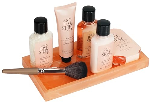 Belle Vous Bandejas Decorativas Modernas - 19,7 x 10 x 2 cm - Bandeja Rosa Resina - Bandeja para Dejar Llaves, Baño, Cocina, Tocador - para Colocar Perfume, Anillos y Velas