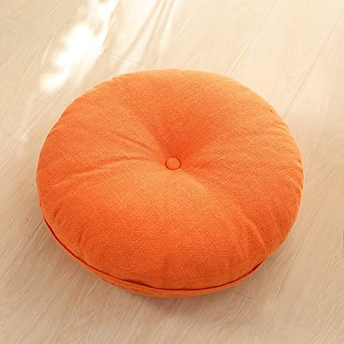ZZZYZ Runde Baumwollleinen Yoga Sitzkissen Super Soft Cord Meditationskissen Waschbar Atmungsaktiv Yogakissen Für Wohnzimmer Dekoration-Orange 50cm(20inch)