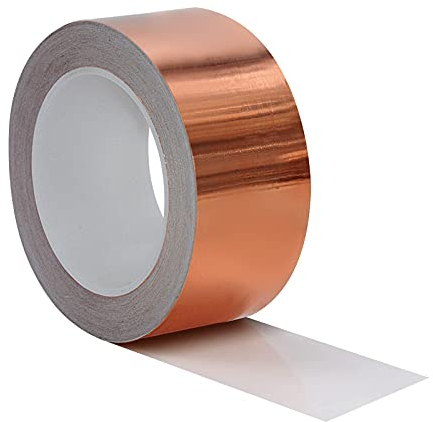 Ruban Adhesif Cuivre Feuille de Cuivre Bande 20 m de Ruban de Cuivre Autocollant Anti Limaces Ruban en Feuille de Cuivre Ruban Double Conducteur Face EMI Copper Protection