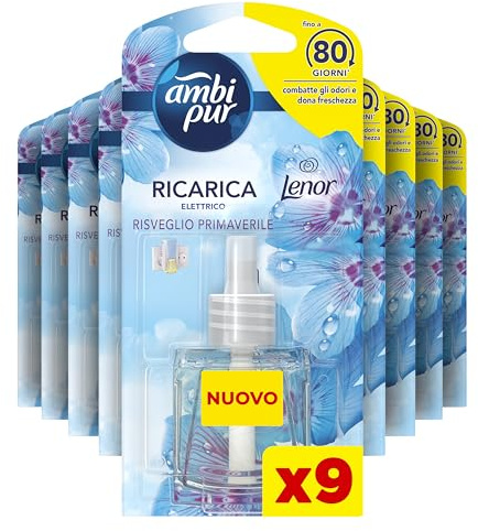 Ambi Pur Raumduft, 9 Nachfüllpackungen für Raumdiffusor, Frühlingserwachen, Raumduft, beseitigt Gerüche, bis zu 80 Tage Duft pro Nachfüllung | zur Geruchsbekämpfung, Raumduft