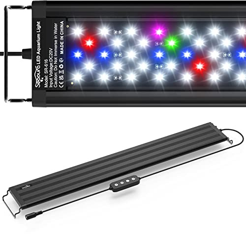 SEAOURA Aquarium LED Beleuchtung, Aquarium Lampe mit Timer 61-76CM | Aquarium LED Pflanzen Wachstums Leuchte Auto Ein/Aus, Vollspektrum, 10 Helligkeit, 3 Beleuchtung Modus für Süßwasser Aquarium