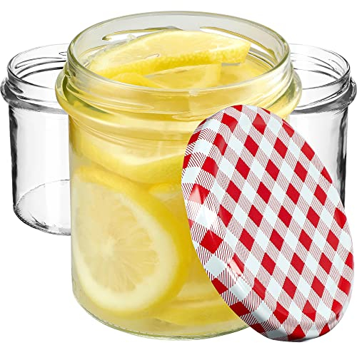 KADAX - Set di 10 vasetti da 350 ml con coperchio a vite, diametro 82 mm, vasetti per conserve, confetture, miele, vasetti per marmellata con coperchio, barattoli ermetici da regalare, vasetti con