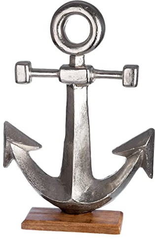 GILDE Alu Deko Objekt Anker Maritim - Maritime Dekoration Badezimmer Gäste WC - Höhe 56 cm