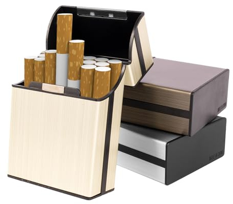 Bahan alamy 3 Stück Zigarettenetui, Aluminium Zigarettenbox mit Magnetdeckel, Zigarettenschachtel für 20 Zigaretten, Elegant gestaltete Cigarette Case für Herren und Damen