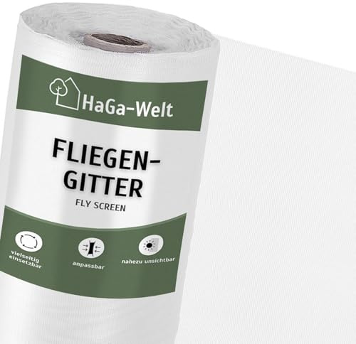 HaGa Fliegengitter 150cm Breite x 10m Länge – Insektenschutz Fenster – Reißfest, UV-beständig, Zuschneidbar 100% PES – Moskitonetz & Mückenschutz – Fliegennetz