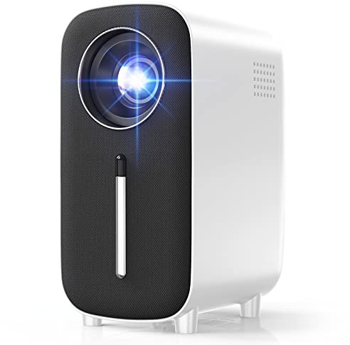 Mini Bluetooth Portable Movie Projector - HISION 1080P Projector 4K Home Projector Outdoor TV Projector 8500L Video LED Projector Compatible with TV Stick Laptop Phone Tablet HDMI USB DVD White