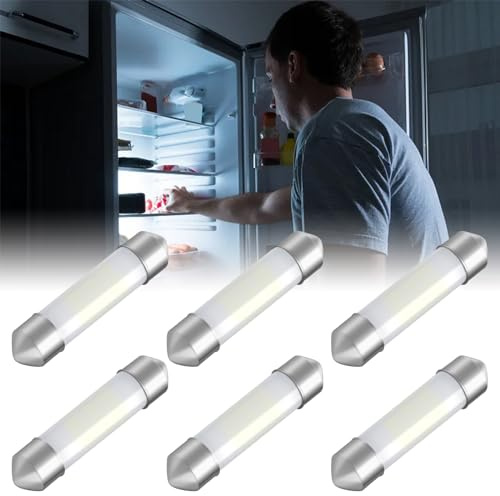 Alopee 6 Pezzi 41mm 3014-9SMD Super White Lampadina per frigorifero RV DC 12V Lampadina di ricambio senza polarità per rimorchio, camper, frigorifero