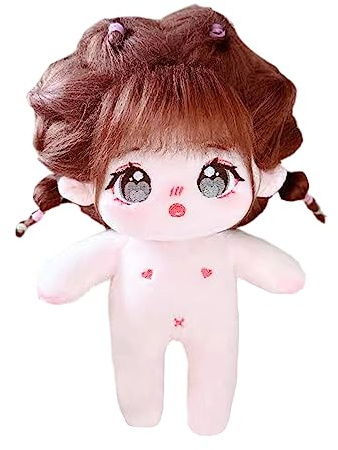niannyyhouse 20 cm große Plüschpuppe, Karamell-Mädchen, humanoider Stoffkörper, kein Attribut, 20,3 cm, normaler Körper, tragbare Kleidung, Verkleidungsgeschenke (11 - ohne Skelett)
