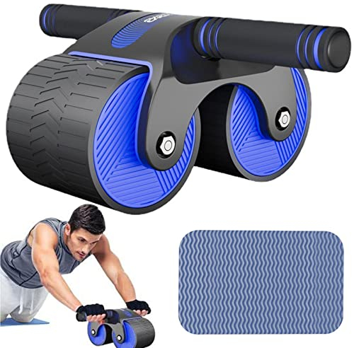 Bauchtrainer Roller, Automatische Rebound Bauchrolle mit Handyhalter, Bauchroller für Bauchmuskeltraining mit Knieschoner, AB Roller Wheel für Das Fitnessstudio Zu Hause (Blau 1)