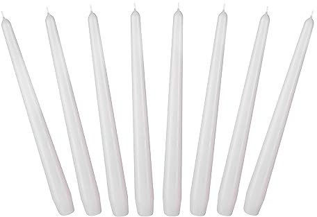 BRUBAKER 24 cm Spitzkerzen für Kerzenständer und Kerzenhalter - 8 Stück | Lange, tropffreie Deko Kerzen mit langer Brenndauer - Leuchterkerzen Set Weiß