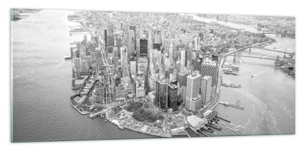 Panorama Bilder auf Glas 100x40cm Glasbild New York Landschaft Die Architektur Groß Wanddeko Bild im Glas Schlafzimmer Küche Wandbilder Dekoration Wohnzimmer Modern Wand Kunstdruck Art GAB100x40-5294