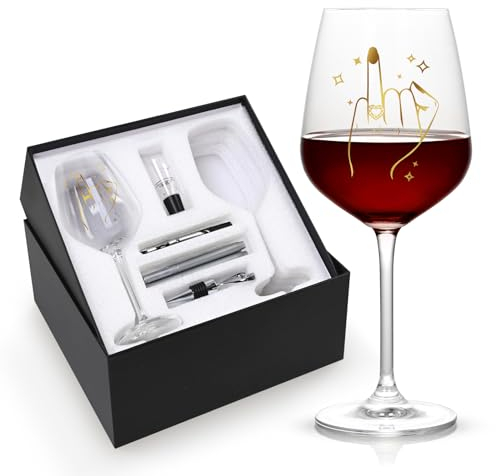 Joymaking His & Hers Wine Glasses Set, Wedding Glasses for Bride & Groom - 15oz, Perfect for Couples & Engagements