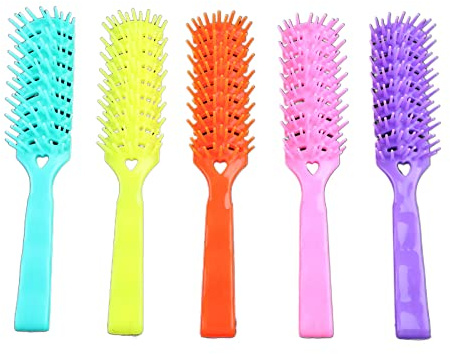 Entlüftungsbürste, 7-reihig, Entlüftungsbürste mit kugelförmigen Borsten für nasses, kurzes, lockiges, glattes Haar, Föhnen, schnelles Föhnen, Bartkamm, zusammenklappbar