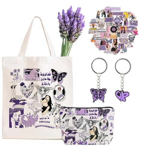 Olva Sac en toile pour album de marchandises, trousse de maquillage musicale avec autocollants et porte-clés, G-U-T-S Tour Concert Tote Cadeau pour les fans et femmes, Type 2, S, TYPE 2