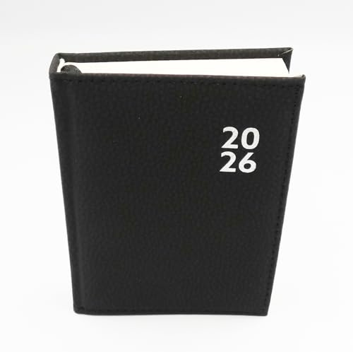 Terminplaner 2025, A6, Tagesansicht, schwarz, modisch, A6, Tagesansicht, Schreibtisch-Tagebuch, PU-Leder, Lesebändchen, 8-20 Uhr, Stundenschlitze