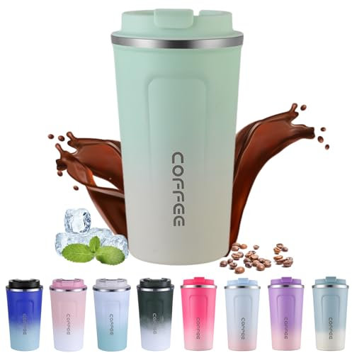 EACHPT Tazza Termica per caffè, Thermo Coffee Mug to go 510ml da Termos Caffè in Acciaio Inossidabile senza BPA, tazza da caffè con Coperchio, per caffè caldo/freddo, tè e