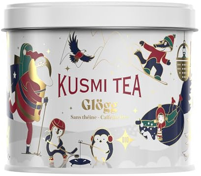 Kusmi Tea - Infusión especiada de Navidad Glögg - Té Orgánico - Hibisco, grosella negra y uva - Canela y cardamomo - Edición limitada 2024 - Lata de té metálica 125g (Frosty Christmas)