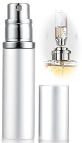 ASADAYS Perfume Atomiser Refillable - 10ml Portable Travel Spray Bottle, Leak Proof Mini Size Perfume Atomizer Bottom Filling, Cologne Dispenser with Men and Women (CA 10ml, Thames Silver)