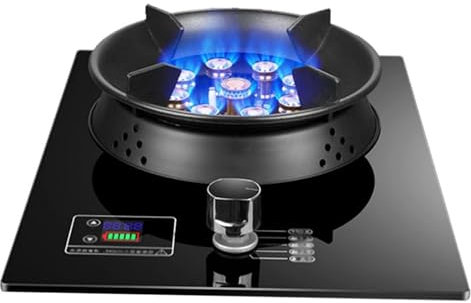 THEGA Fornello A Gas Portatile per Interni - Fornello A Gas in Vetro Temperato da 5,2 KW, Fornello da Cucina per La Casa con Funzione Timer, Piano Cottura A Gas con Bruciatore Singolo da Cucina(NG)