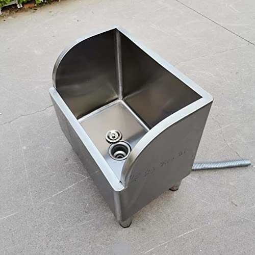 Commercial Floor Mop Sink with Deep Basin, Laundry Room Slop Sink with Drainpipe, Utility Mop Bucket for Kitchen Garages, 304 Stainless Steel,Silver-80x41x60cm