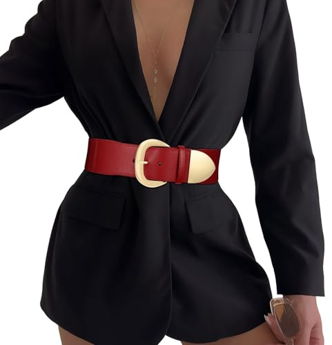 WHIPPY Damen Breiter Gürtel Taillengürtel Stretch für Kleid Elastischer Gürtel Hüftgürtel für Damen Goldener Schnalle