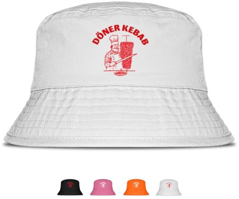 Prozente Momente Döner Kebab - Lustiger Fischerhut – Der perfekte Sonnenhut für Herren & Damen – Ideal als Malle-Outfit, Party-Accessoire & Festival-Eimerhut für den Strand | Farbe Weiß