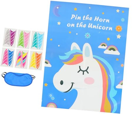 BESPORTBLE Einhorn Partyspiel Kinder Kreatives Steckspiel aus Langlebigem Material mit Einhorn Horn zum Stecken für Geburtstagsparty und Kinderzimmerdeko