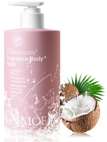 CNMOFAXIN Brightening Coconut Body Wash 480ml, Moisturising Shower Gel for Dry & Sensitive Skin, Hydrating Body Cleanser with Natural Coconut Oil, Refreshing Scent, Daily Use for Men & Women