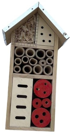 KiBcsLic Bienenhaus Zum Aufhängen Aus Holz, für Die Terrasse, Aus Holz, Bienenkasten für Bestäuber, Bienen, Marienkäfer
