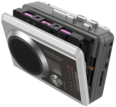 Portable Cassette Player Recorder AM/FM Radio, Compact Cassette Tape Player with 3.5MM Headphone Jack, Built-in Speaker, Battery/USB Powered