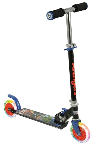 Avengers Folding Inline Light-Up Scooter for Kids | Officially Licensed Childrens Girls Boys Kids with Adjustable Handlebar