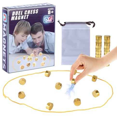 Juego de Mesa de Piedra Magnética: Juego de Mesa Imanes y Cuerda, Tablero Portátil con 20 Piedras Magnéticas Resistentes, Juego Educativo de Estrategia para Viajar, Niños y Adultos