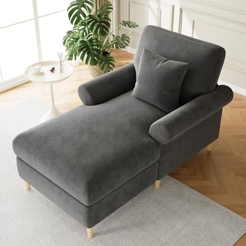 Ligterra XXL Großer Relaxsessel, Schlafsessel, Geräumig und Komfortabel, Gepolsterter Luxuriöser Samt Bezogener, Stabile Konstruktion, Geeignet für Wohnzimmer und Schlafzimmer(Grau)