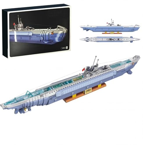 Mocbuiie WWII Submarine U-552 Klemmbausteine U-Boot 6172 Teile | 102 cm Länge Militär Modellbausatz, Technik Modell für Erwachsene, Kompatibel mit Panlos