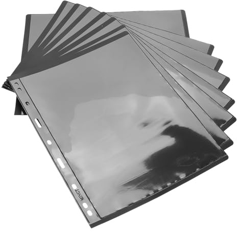 Mikinona Álbum de Sellos y Postales 10 Páginas, 9 Orificios, Fondo Negro, Tamaño Estándar, Fundas Protectoras para Colección de Sellos